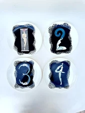 Set Of Erte' Plates “The Numerals" 1,2,3,4  9” Bone China Vintage 1980s