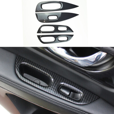 Window Switch Panel Cover Trim Carbon Fiber For 2014-2019 Nissan Rogue X-Trail