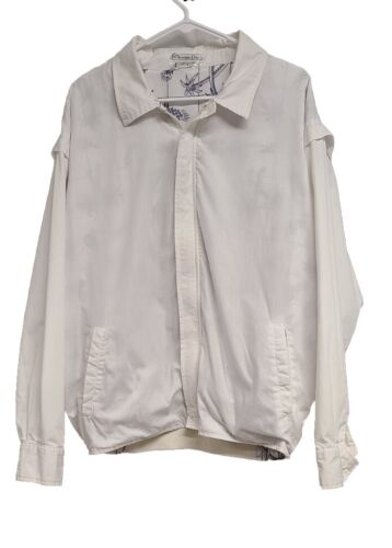 Christian Dior Monsieur White/Blue Bomber Full Zip Jacket Men's Sz L RN 13968