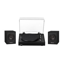 Electrohome Montrose Record Player with Huntley Powered Bluetooth Speakers Black
