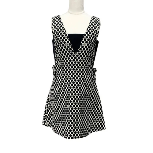 LOUIS VUITTON（LV） Abito Louis Vuitton nero bianco a pois fiocco senza maniche usato0