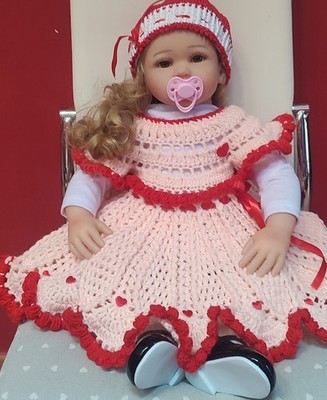 Kleid Mädchen (0-1 Jahr), Handarbeit, gehäkelt, Baumwolle oder Wolle 