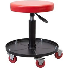 Comfortable Torin Adjustable Garage Shop Seat: Padded Rolling Pneumatic Stool