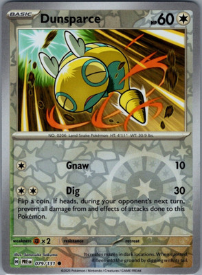Pokemon - Prismatic Evolutions - Dunsparce 079/131   Reverse Foil  - NM/M