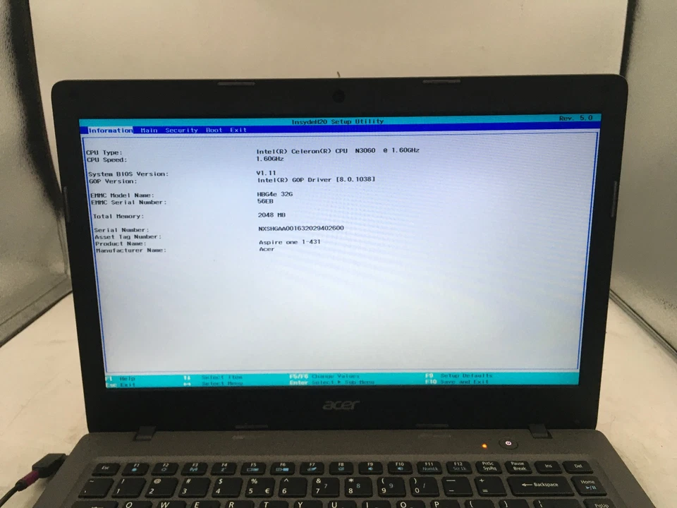 ACER AO1 431 N15V2 - BOOTS TO BIOS - INTEL CELERON N3050 - 2GB RAM -READ DESC-BB - Image 2 of 4