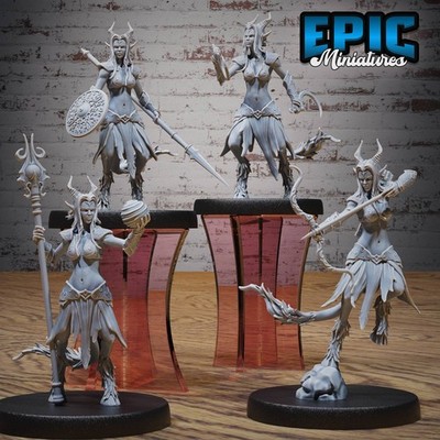 Female Tiefling Ranger | Dungeons and Dragons Tabletop Miniatures 28-32mm Scale