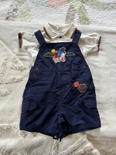 Vintage RARE 2000s Sesame Street Elmo Overalls With Shirt 24m