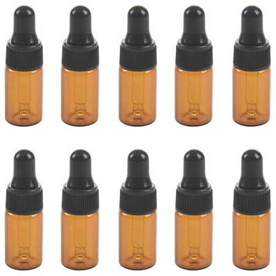 10 Stück 3 ml leere Braunglas Tropfflaschen mit Pipette für ätherisches Öl F5S4