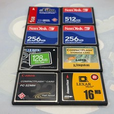 LOT of 8 Compact Flash Cards - Various Sizes - Various Brands - GC815