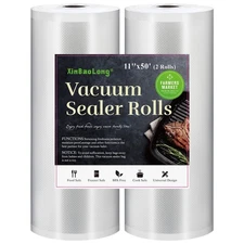 Vacuum Sealer Bags for Food，Food Saver Bags Rolls,11"x50'Rolls 2 Pack,