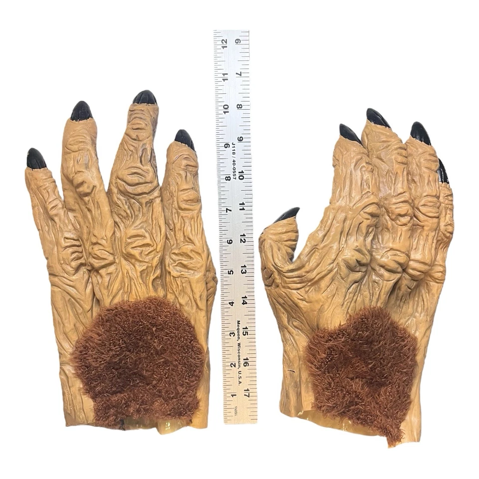 Warewolf Monster Big Foot Animal Furry Hairy Rubber Hands Adult Size Costume - Image 4 of 4