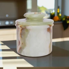 Green Onyx Marble Butter Keeper Natural Stone Butter Crock Containe 4 X 3r Size