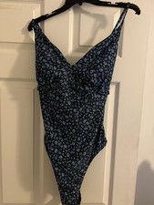 NWT Old Navy Tie Back One Piece Blue Floral Print Swimsuit Size 2x keyhole bck