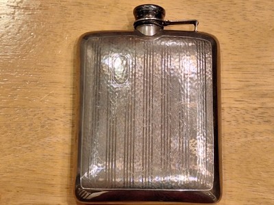 Vintage Evans Nickel Silver Hip Flask Cork Seal Beautiful Ready for Engraving