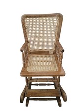 Vintage Wooden Childs Rocking Chair With Adjustable Crank 26x27 Inches