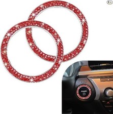 2PCS Car Engine Start Decoration Ring, Bling Crystal Double hinest Color: red