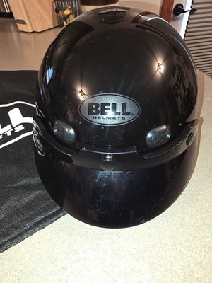 BELL Shorty Half Shell Helmet in a Glossy Black with Visor and Storage Bag