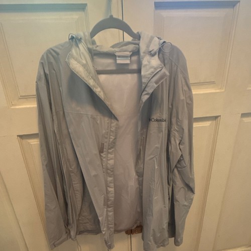 Columbia Men's Gray Hooded Jacket XL Full Zip Logo Regular Solid