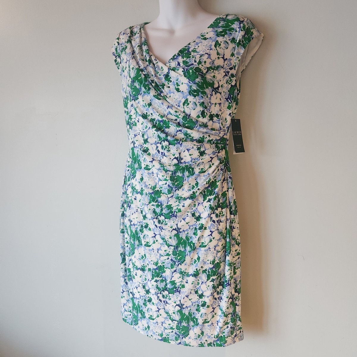 ralph lauren green floral dress NWT Blue Faux Wrap Sleeveless Sheath 6P Spring Filter Color:Green