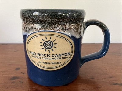 2015 Deneen Pottery Red Rock Canyon Las Vegas Nevada Blue Drip Glaze Coffee Mug