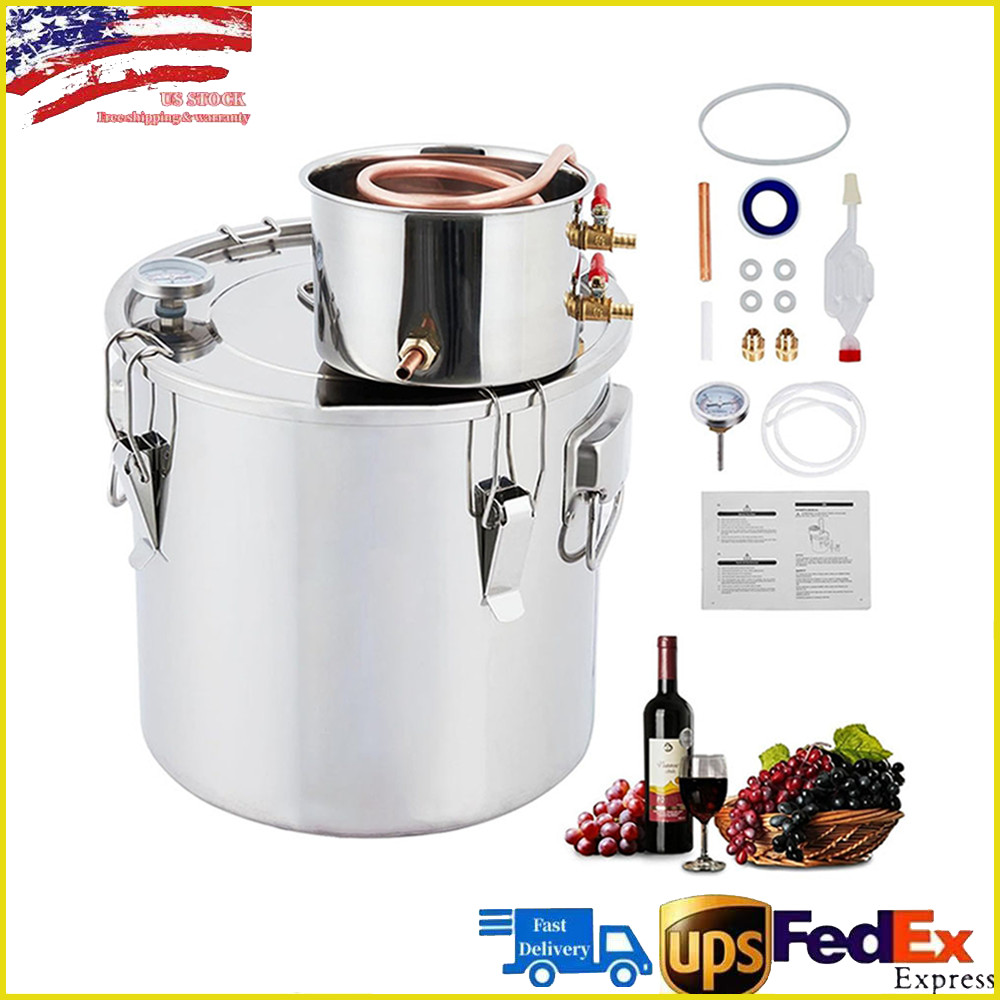 10 Gallon Alcohol Still Stainless Steel Boiler Water Wine Alcohol Distiller 38L