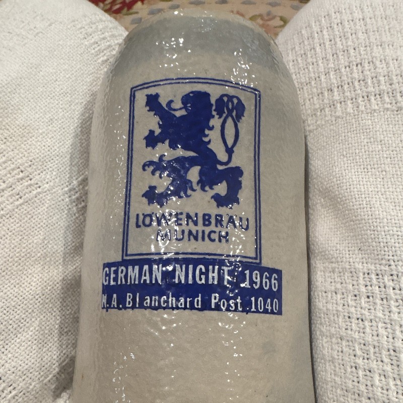 Löwenbräu Munich German Night 1966 Ceramic Beer Mug Breweriana with shotglass