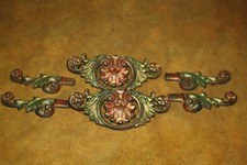 2 Matched Sets Antique/Vintage Cast Iron Curtain Rod Medallions & Finials