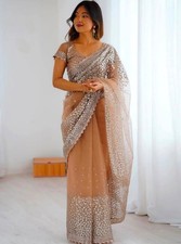 SAREE BLOUSE INDIAN NEW SARI PAKISTANI WEDDING DESIGNER BOLLYWOOD PARTY WEAR