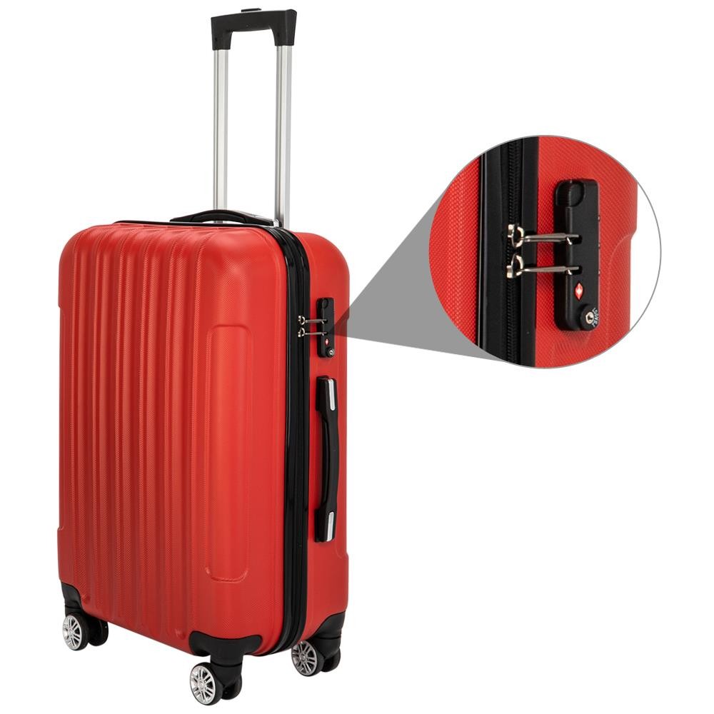 3Pcs 20 24 28" Rolling Luggage Travel Set Bag ABS Trolley Suitcase Storage Box