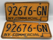 2 Vintage 1970s Matching Pair New York Commercial License Plate 92676-GN