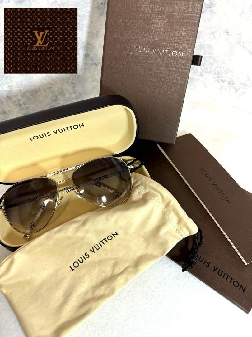 LOUIS VUITTON Damier Sunglasses Z0203U Leather Metal Gradient