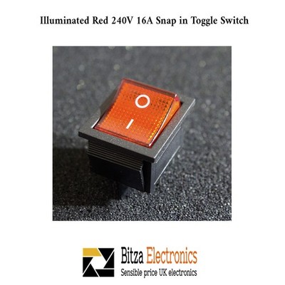 Wippschalter 16A 240V, 20A 125V ROT EIN-AUS zweipolig 4-polig BELEUCHTET