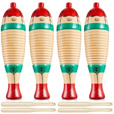 4 Pcs Christmas Fish Shaped Guiro Instrument 8.3 Inch Wood Latin Percussion M...