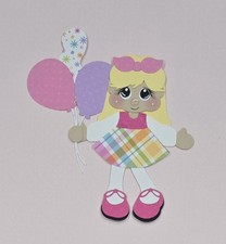Birthday Balloon Girl Blonde Hair. Scrapbook, Card Making Paper Piecing