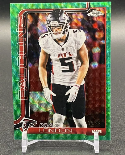 2025 Topps Chrome Football Green Wave Refractor Drake London #12