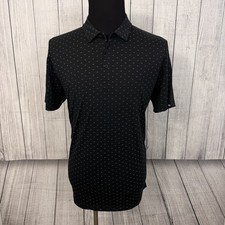 Travis Mathew Men's Large Black Geometric Short Sleeve Polo Golf Shirt FLAW 