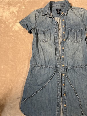 GAP Denim Mini Dress XS Long Sleeve Shirt Dress Medium Wash - Free Shipping  | eBay