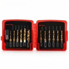 13 PCS Combination Drill and Tap Bit Set, Professional HSS Titanium Thread Ta...