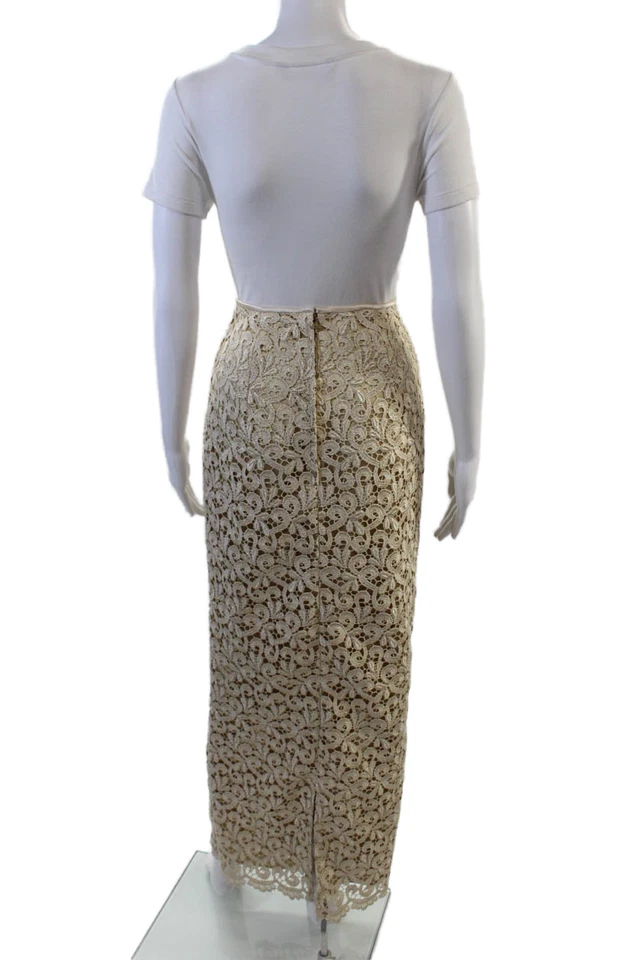 Maxi Falda Lápiz Estampado Bordado Jessica McClintock Mujer Dorada Talla 4 Foto 3 de 4