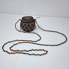 Vintage Handmade Native American Beaded Woven Lidded Purse