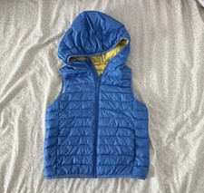 UNIQLO Kids Hooded Puffer Vest Blue Size 7-8 Full Zip Lightweight Outdoor