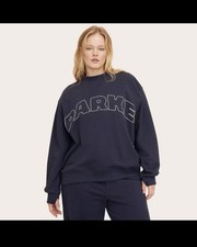 PARKE x Target Navy Cotton Pullover Sweatshirt S/M Women Logo Graphic Crew Neck