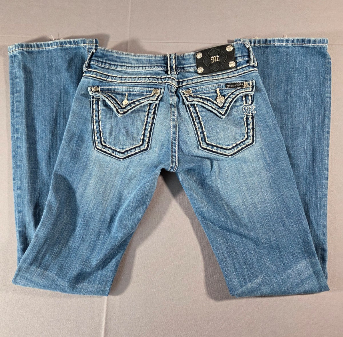 Miss Me Boot Cut Jeans Womens 28 Blue Stretch Denim Flap Pocket Y2K Western