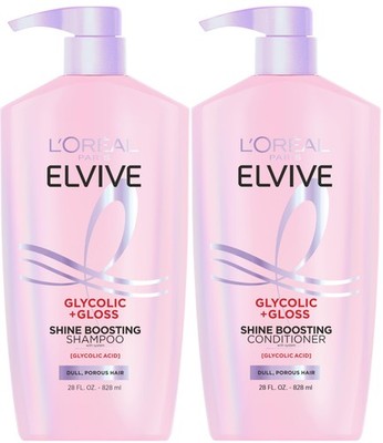Elvive Glycolic + Gloss Shine Boosting Shampoo and Conditioner Set, Cleanses ...