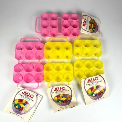 Jell-O Easter Egg Jiggler Molds Pink & Yellow Set of 4 With Recipe Booklets 1997