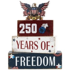 4 Pcs 250th Anniversary 4th of July Table Decorations Eagle Patriotic Wooden ...