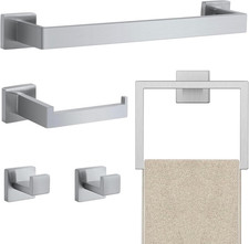 5 Piece Towel Bar Set - 15.7 Inch Bath Towel Holder - Brushed Nickel