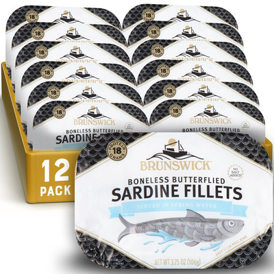 Sardines in Spring Water, 3.75 oz Can (Pack of 12) - Boneless Butterflied Sardin