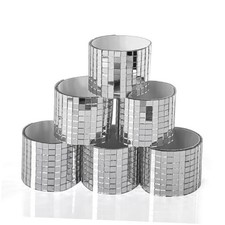 6 Pack Self-Adhesive Glass Mirror Mosaic Tiles Small Square 2364 Pieces Silver