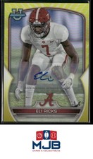 2022 Bowman University Chrome Eli Ricks Autographs Yellow Refractor #/75 #28